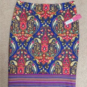 Merona Blue and Pink Paisley Pencil Skirt